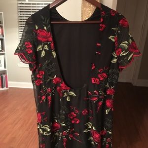 black embroidered dress